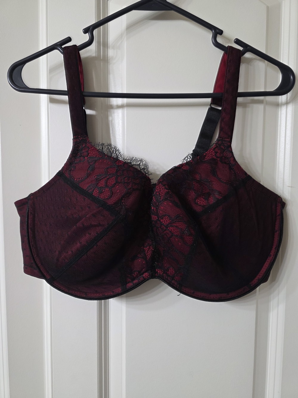 Avenue Burgundy Lace Overlay Underwire Bra